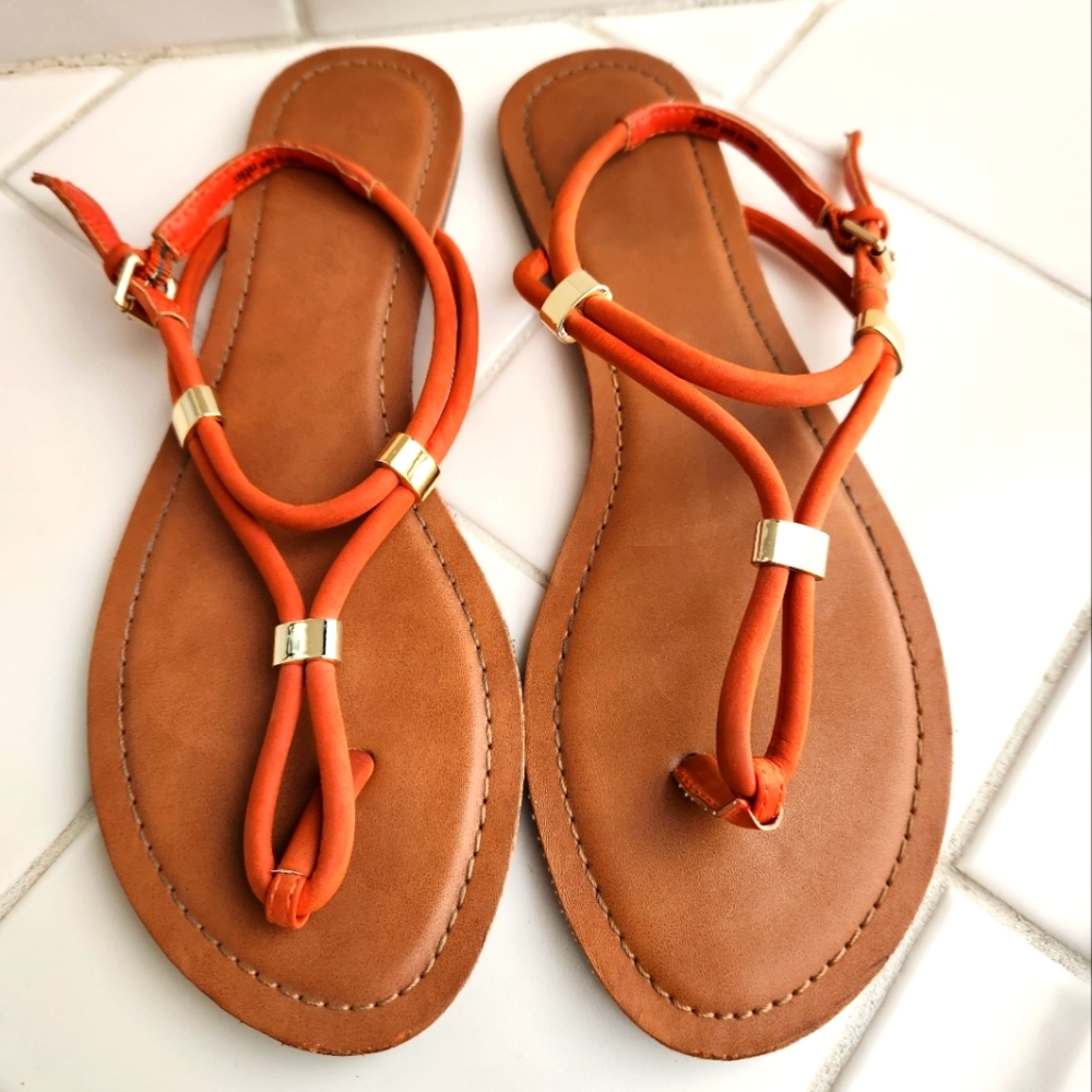 American Eagle  orange flat sandals